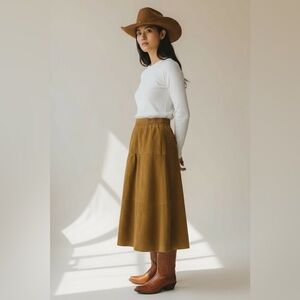 Rough Suede Skirt, Fully Lined, Back Zipper, Caramel color